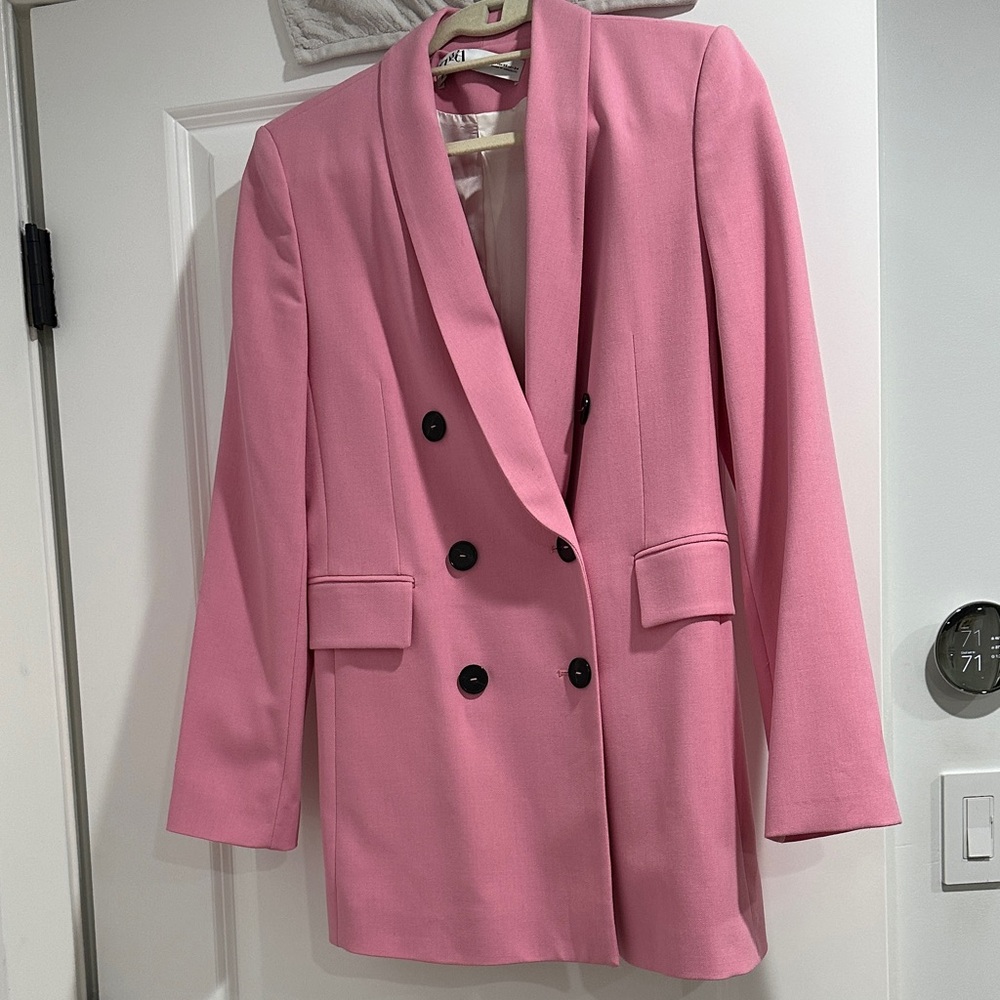 Zara Pink Double-Breasted Blazer